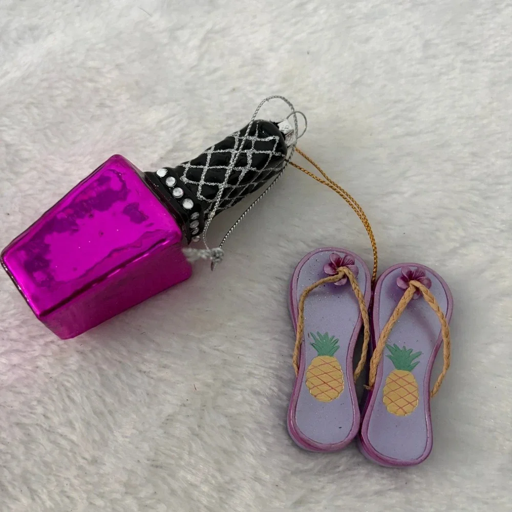 Fashion Shoe Ornament Lot 7pc Zebra‎ Brocade Glam Diva North Pole Glass Stiletto